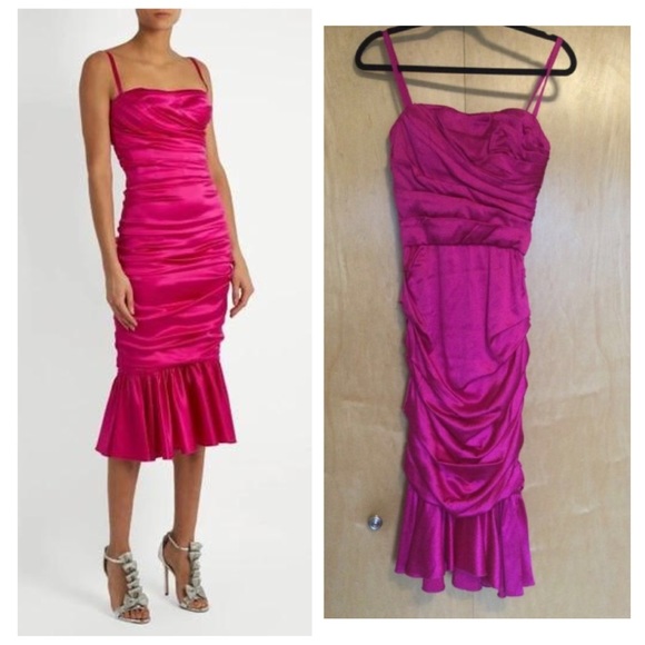 Dolce & Gabbana Dresses & Skirts - Dolce&Gabbana Ruched Silk Satin Cocktail